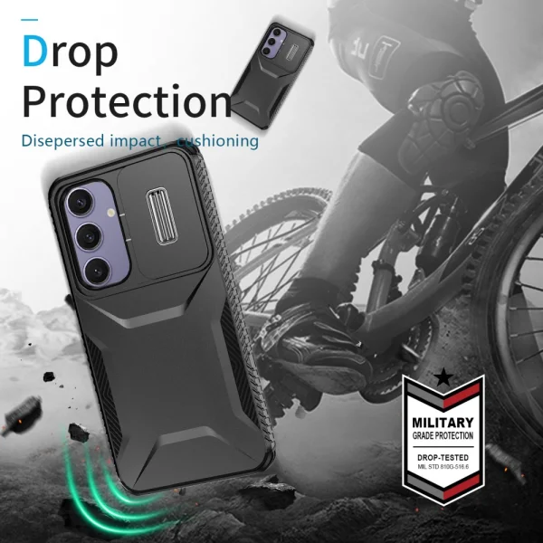 Удароустойчив калъф CamShield Non-slip за Samsung Galaxy S24 FE, Черен 3