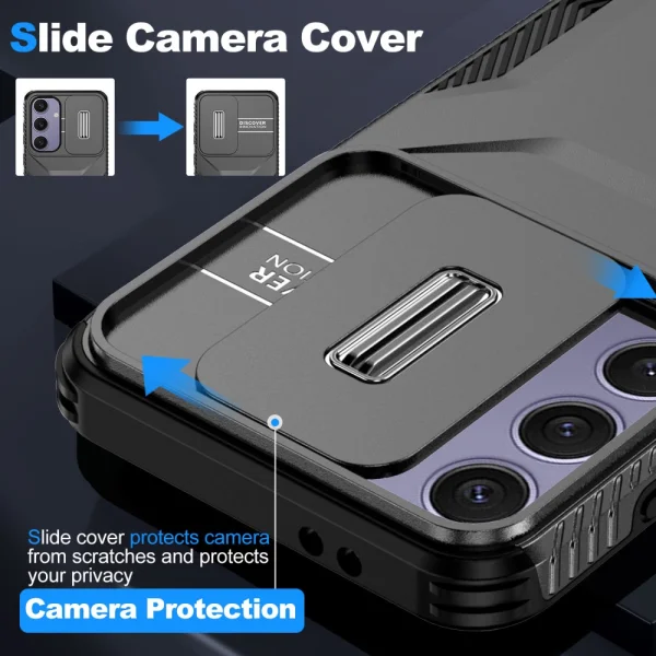 Удароустойчив калъф CamShield Non-slip за Samsung Galaxy S24 FE, Черен 5