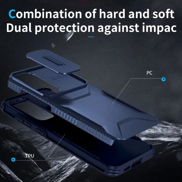 Удароустойчив калъф CamShield Non-slip за Samsung Galaxy S24 FE, Син 5
