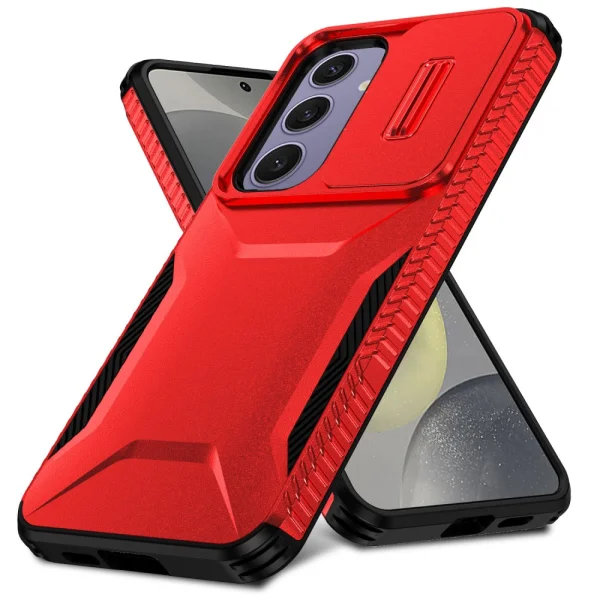 Удароустойчив калъф CamShield Non-slip за Samsung Galaxy S24 FE, Червен 2
