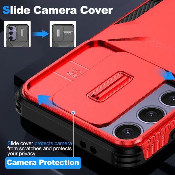 Удароустойчив калъф CamShield Non-slip за Samsung Galaxy S24 FE, Червен 5