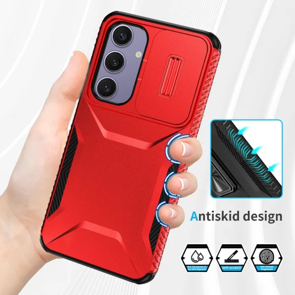 Удароустойчив калъф CamShield Non-slip за Samsung Galaxy S24 FE, Червен 3