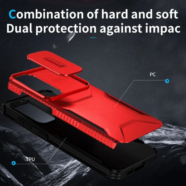 Удароустойчив калъф CamShield Non-slip за Samsung Galaxy S24 FE, Червен 4