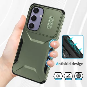 Удароустойчив калъф CamShield Non-slip за Samsung Galaxy S24 FE, Зелен 3