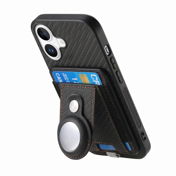 Shockproof case Leather Card Holder for iPhone 16, Black 2