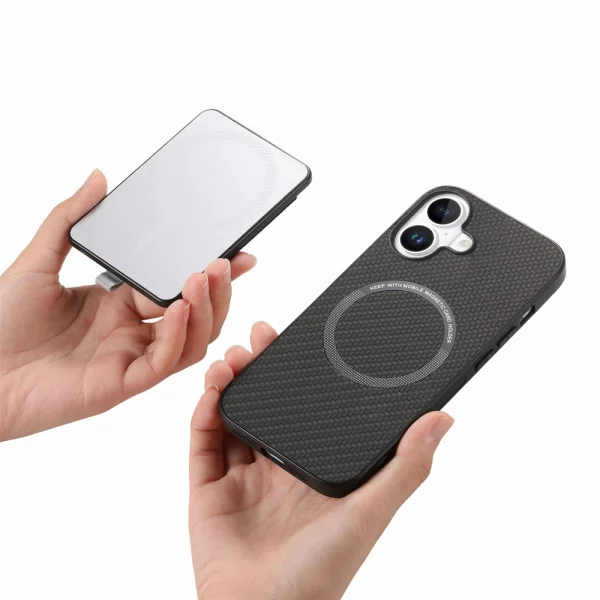 Shockproof case Leather Card Holder for iPhone 16, Black 6