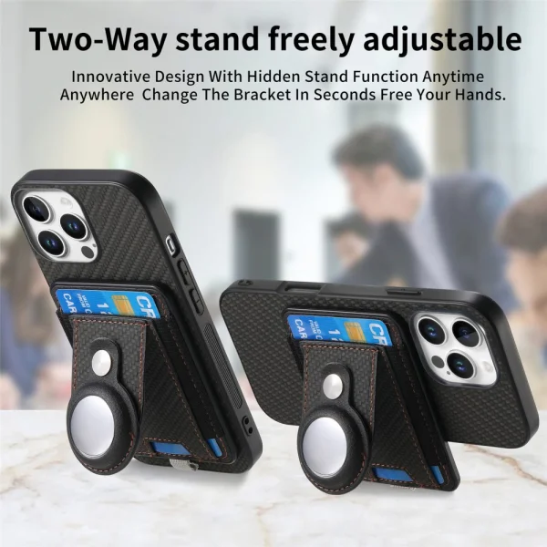 Shockproof case Leather Card Holder for iPhone 16 Pro, Black 6