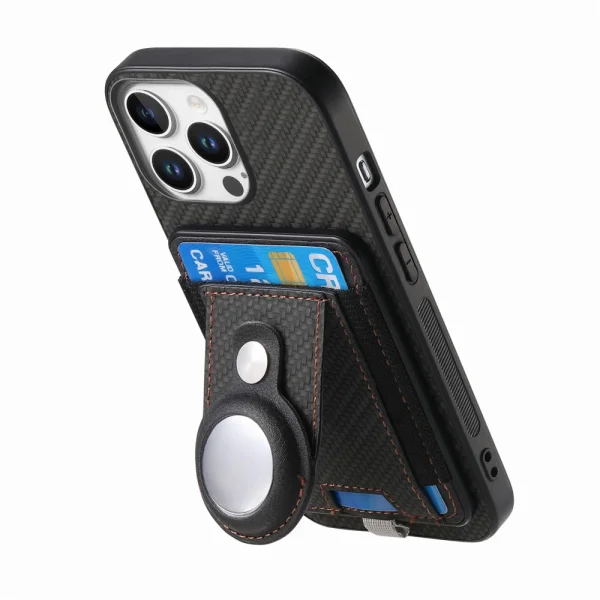 Shockproof case Leather Card Holder for iPhone 16 Pro, Black 2