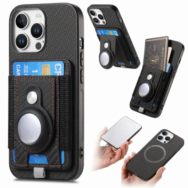 Shockproof case Leather Card Holder for iPhone 16 Pro, Black 1
