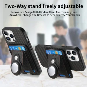 Shockproof case Leather Card Holder for iPhone 16 Pro, Black 6