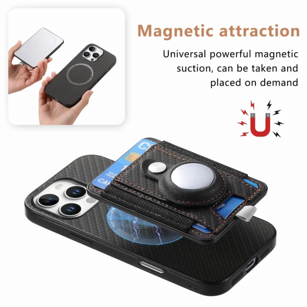 Shockproof case Leather Card Holder for iPhone 16 Pro Max, Black 6