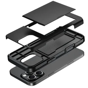 Shockproof case Sliding Card for iPhone 16 Pro Max, Black 5