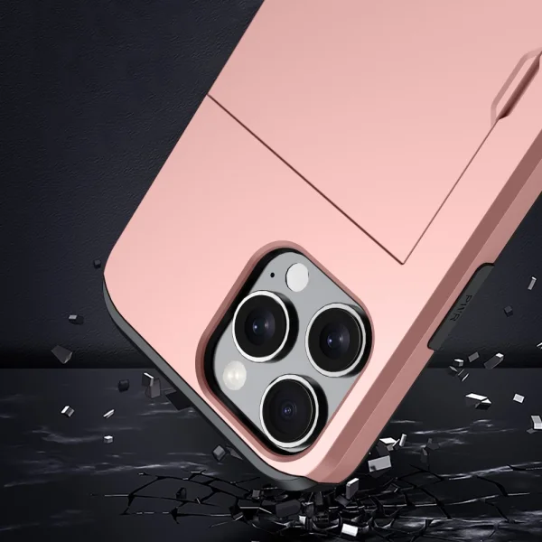 Sliding Card Shockproof Case for iPhone 16 Pro Max, Rose Gold 5