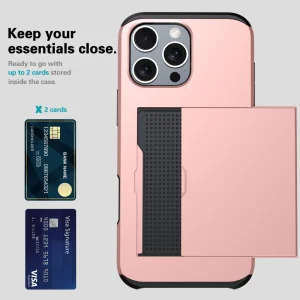 Sliding Card Shockproof Case for iPhone 16 Pro Max, Rose Gold 3