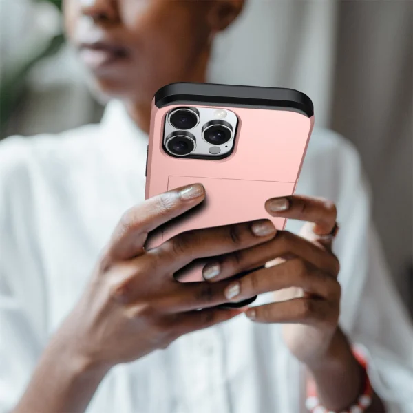 Shockproof case Sliding Card for iPhone 16 Pro, Rose Gold 5