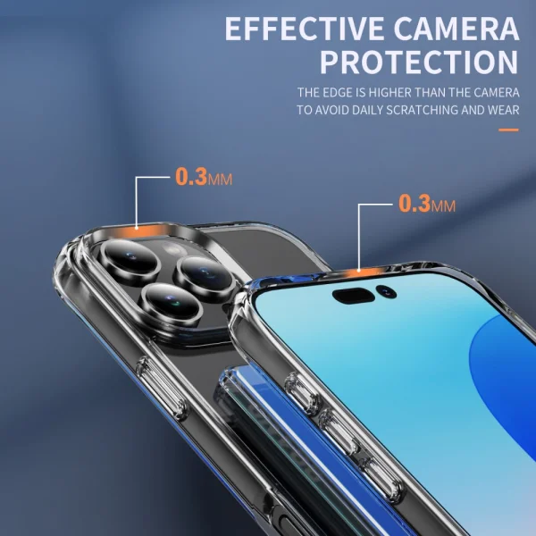 Shockproof Card Holder Case for iPhone 16 Pro, Transparent 2