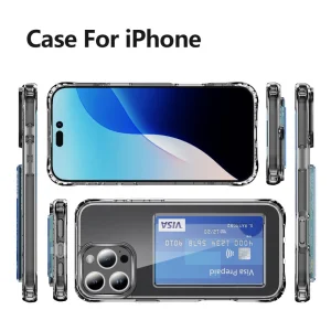 Shockproof Card Holder Case for iPhone 16 Pro, Transparent 6