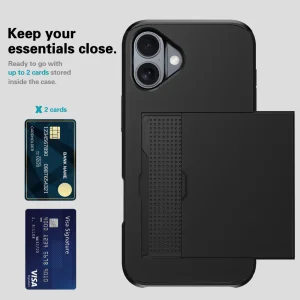 Shockproof Case Sliding Card for iPhone 16, Black 3