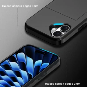 Shockproof Case Sliding Card for iPhone 16, Black 4