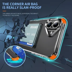 Shockproof Card Holder Case for iPhone 16, Transparent 4