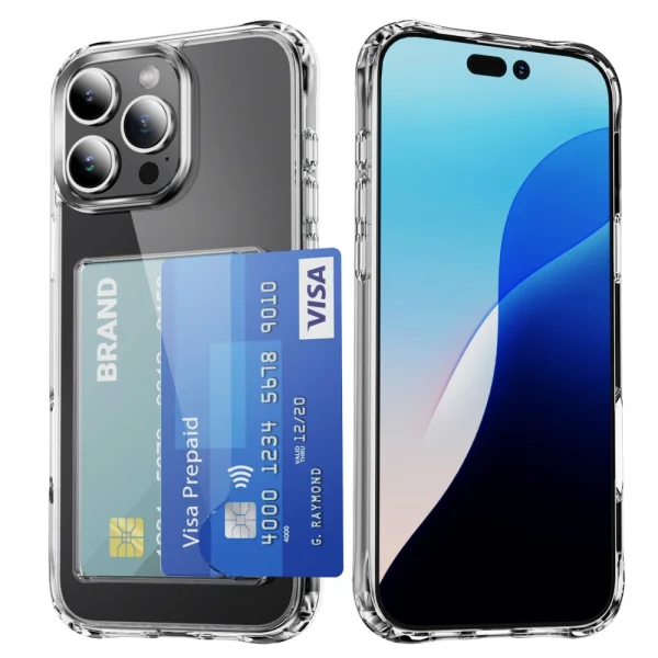 Shockproof Card Holder case for iPhone 16 Pro Max, Transparent 1