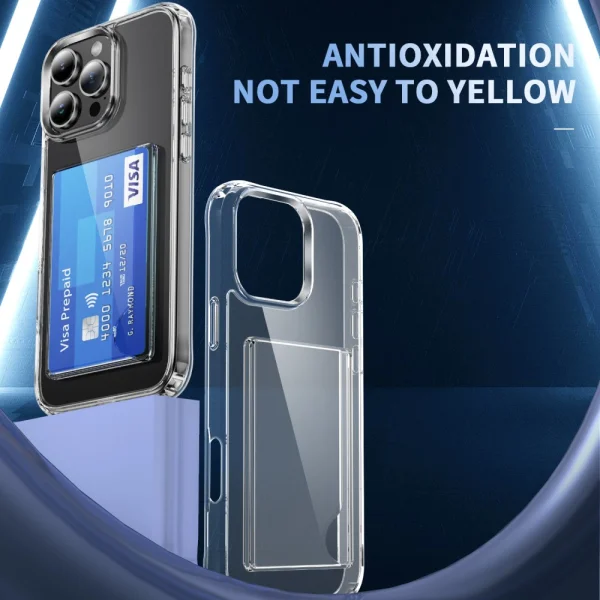 Shockproof Card Holder case for iPhone 16 Pro Max, Transparent 2