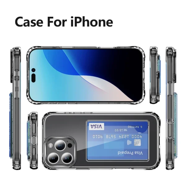 Shockproof Card Holder case for iPhone 16 Pro Max, Transparent 5