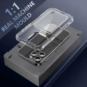 Shockproof Card Holder case for iPhone 16 Pro Max, Transparent 4
