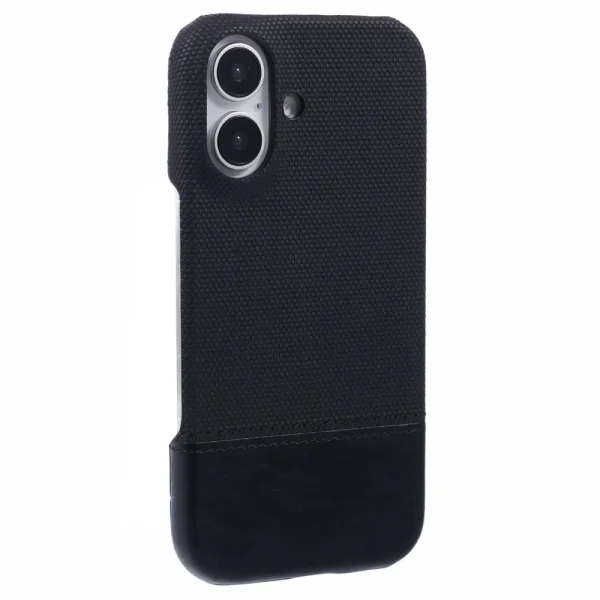 Shockproof Case Lesther Splicing for iPhone 16, Black 1