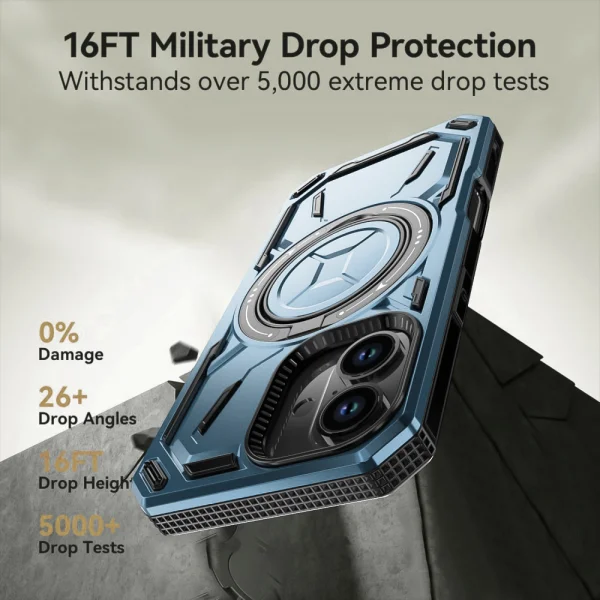 Shockproof case Big Ring Holder for iPhone 16, Light blue 5