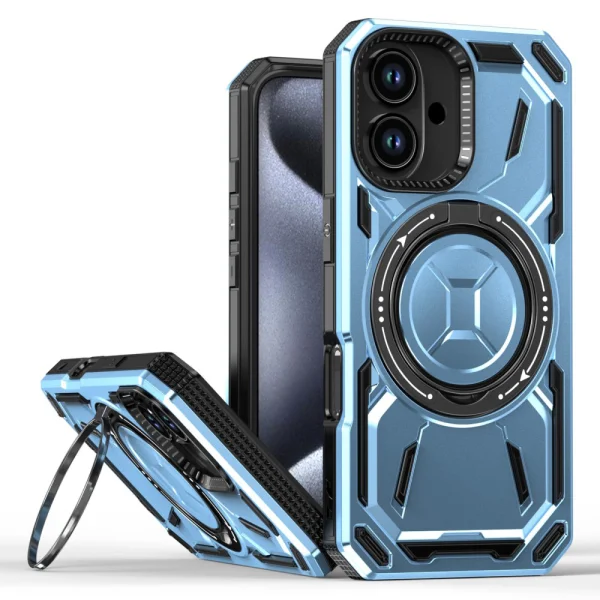 Shockproof case Big Ring Holder for iPhone 16, Light blue 1