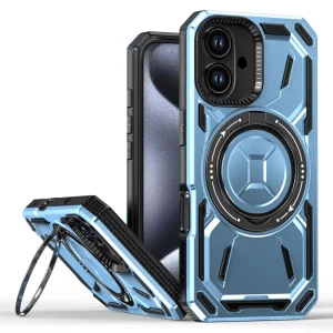 Удароустойчив калъф Big Ring Holder за iPhone 16, Свело син