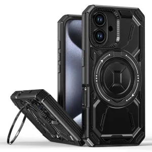 Удароустойчив калъф Big Ring Holder за iPhone 16 Plus, Черен