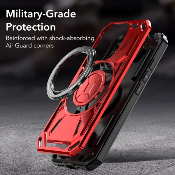 Удароустойчив калъф Big Ring Holder за iPhone 16 Pro, Червен 4