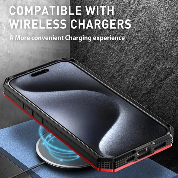 Удароустойчив калъф Big Ring Holder за iPhone 16 Pro, Червен 3