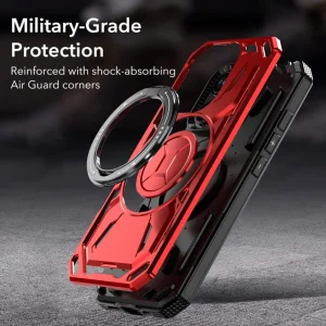 Удароустойчив калъф Big Ring Holder за iPhone 16 Pro, Червен 4