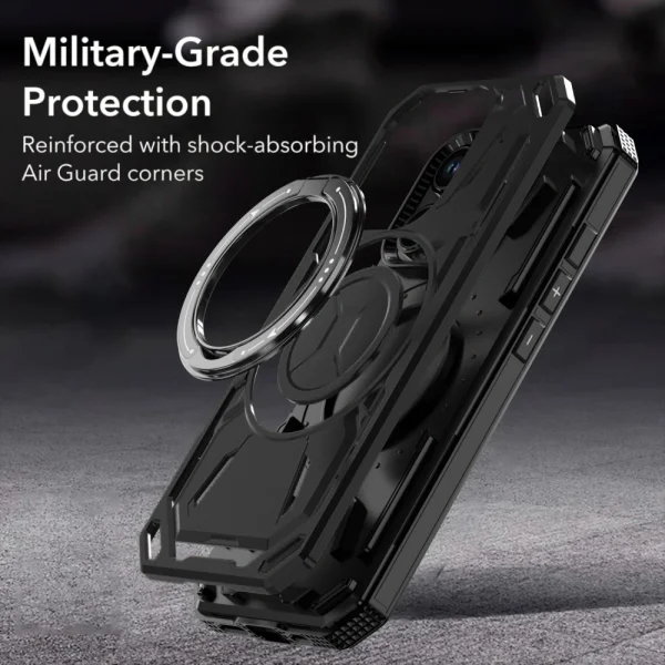 Удароустойчив калъф Big Ring Holder за iPhone 16 Pro, Черен 5
