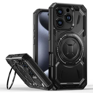 Удароустойчив калъф Big Ring Holder за iPhone 16 Pro, Черен
