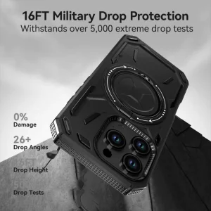 Удароустойчив калъф Big Ring Holder за iPhone 16 Pro, Черен 3