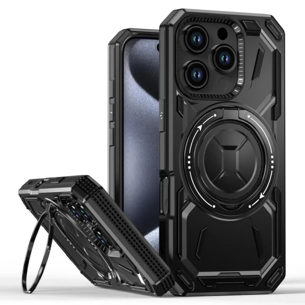 Удароустойчив калъф Big Ring Holder за iPhone 16 Pro Max, Черен 1