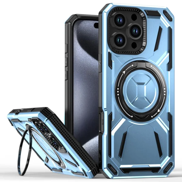 Shockproof case Big Ring Holder for iPhone 16 Pro Max, Light blue 1