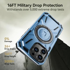 Shockproof case Big Ring Holder for iPhone 16 Pro Max, Light blue 5