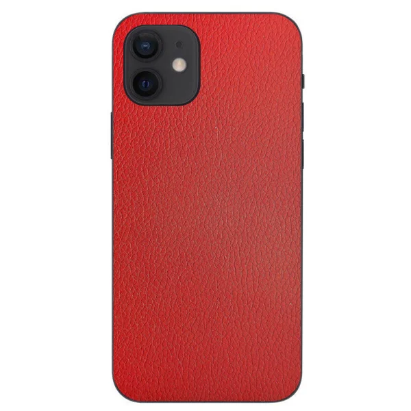 Back screen protector film for iPhone 12, Red Leather 1