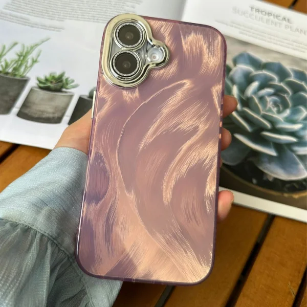 Shockproof case Silk Pattern for iPhone 16, Pink 2