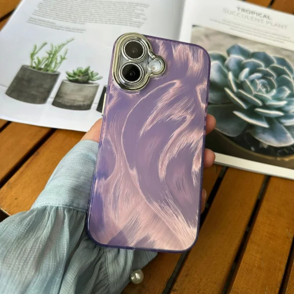 Shockproof case Silk Pattern for iPhone 16, Purple 2