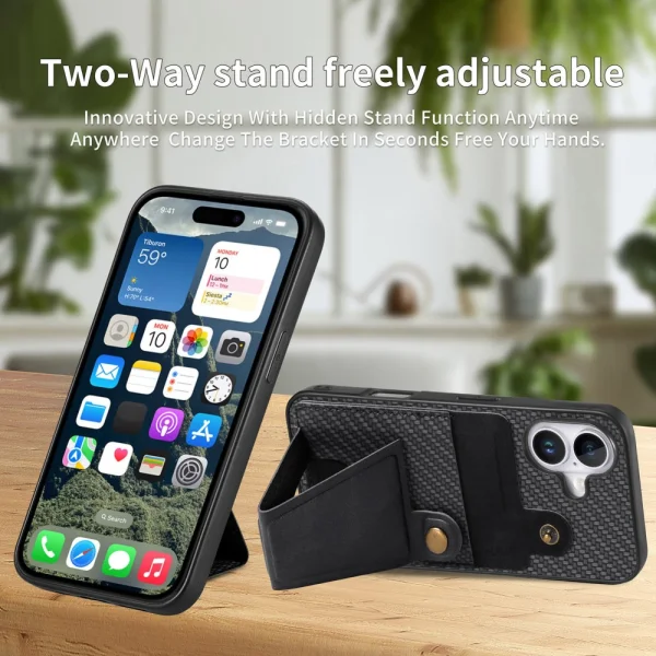 Shockproof Case K-Shaped Kickstand for iPhone 16, Black 4