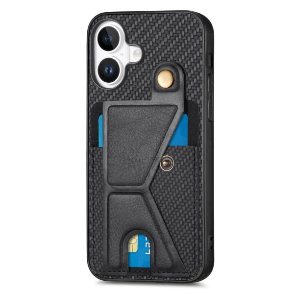 Shockproof Case K-Shaped Kickstand for iPhone 16, Black 2