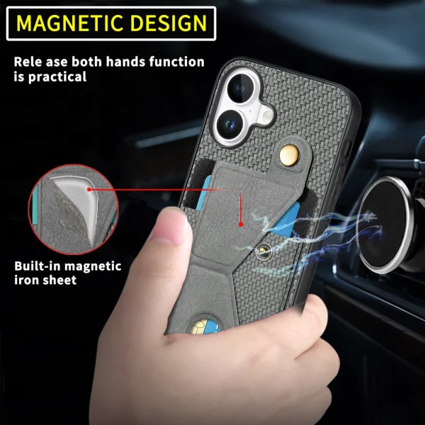 Shockproof Case K-Shaped Kickstand for iPhone 16, Black 5