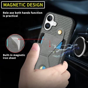 Shockproof Case K-Shaped Kickstand for iPhone 16, Black 5