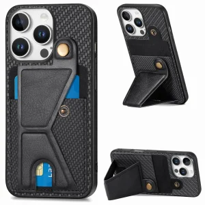 Удароустойчив калъф K-Shaped Kickstand за iPhone 16 Pro Max, Черен